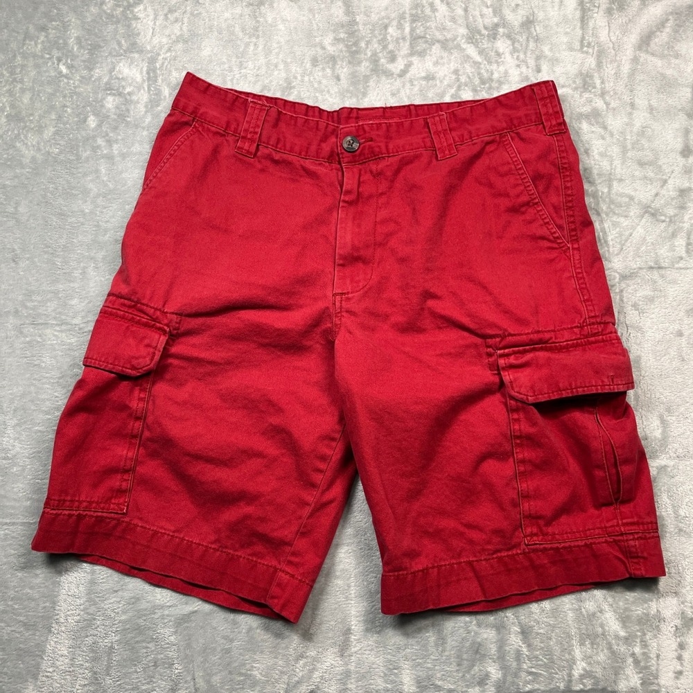 Merona Cargo Shorts Mens Red Cotton Utility Multi Pocket Casual Summer 34